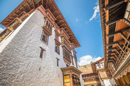 View inside Thimphu Dzong in Bhutan