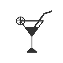 Black isolated icon of cocktail on white background. Icon of cocktail.