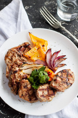 Grilled pork sirloin with vegetables