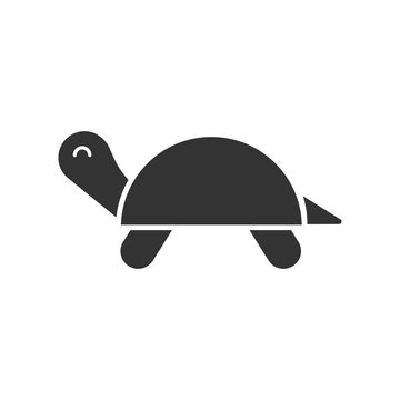 Black isolated icon of turtle on white background. Silhouette of tortoise.