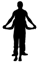 Young couple holding hands isolated on white