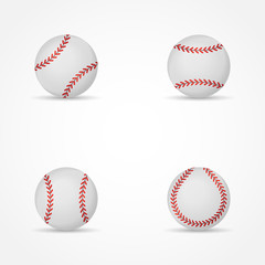 Set of baseballs isolated on white background. Balls vector illustration.