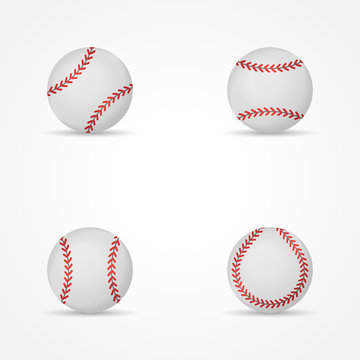Set of baseballs isolated on white background. Balls vector illustration.