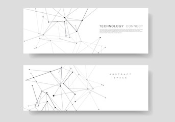 Abstract cover vector templates. Modern geometric background with connected lines and dots