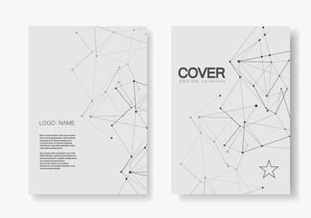 2 cover vector templates for brochure in A4 size. Modern geometric background with connected lines and dots