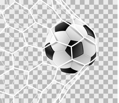Fußball im Tor Netz isoliert transparenter Hintergrund