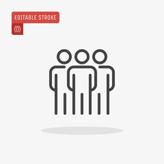 Outline People icon isolated on grey background. Line Persons pictogram. Crowd symbol for website design, mobile application, logo, ui. Editable stroke. Vector illustration. Eps10.