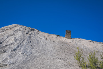 View to ash mountains formed from waste of oil shale mining in Luganuse Parish, Estonia.