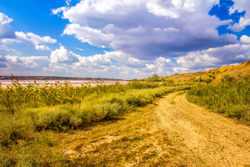 Odessa, estuary, the salt sea, road and rocks