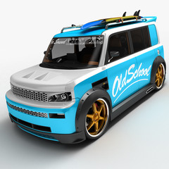 Youth car for outdoor activities. Completed in the style of the old school. The machine for surfers.