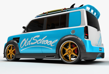 Youth car for outdoor activities. Completed in the style of the old school. The machine for surfers.