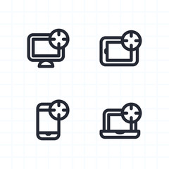 Targets On Devices - Contour Icons. A set of 4 professional, pixel-perfect icons.