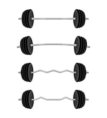 Vector illustration. Collection of barbell on a white background.