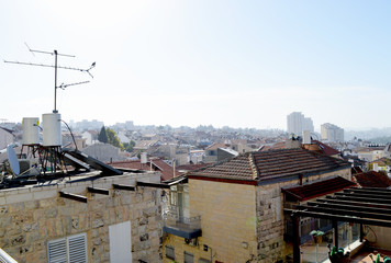 Red-brown city roofs