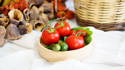 fresh organic vegetable. Tomatoes, cherry tomatoes, cucumber with white background