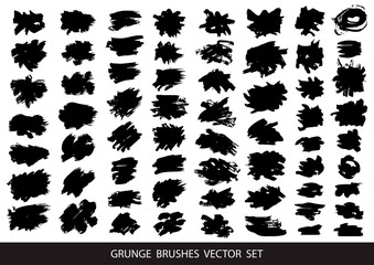 Fototapeta premium Set of black paint, ink brush strokes, brushes, lines. Dirty artistic design elements, boxes, frames for text. Vector illustration.