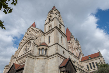Fototapeta na wymiar The famous St Francis of Assisi Church in Mexicoplatz, Vienna, Austria.