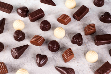 Collection pattern of photos assortment of chocolate candies