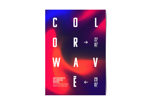 Poster Layout with Red and Blue Abstract Elements