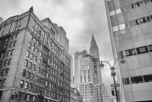 Fototapeta Black and white picture of the New York City, USA.