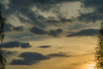 the sky at sunset, the clouds draw a plot,