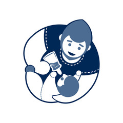 father and baby emblem monochrome