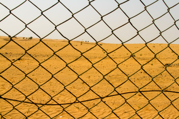 Wire fence in the desert - Al Dhaid, Al Manama, Fujairah, UAE