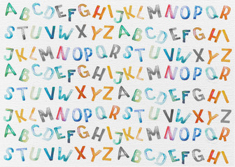 Alphabet coloré sur fond blanc