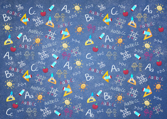 Thématique école sur fond bleu