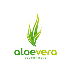 Aloe Vera logo template. Green leaf aloe vera label