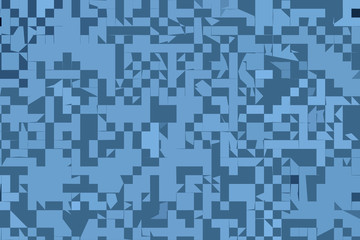 Abstract random and irregular blue geometric square and triangle shape background or pattern design.