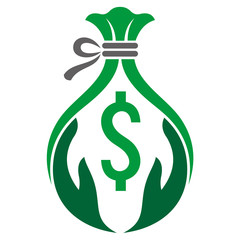 Money Management, Money Bag + hand Logo
