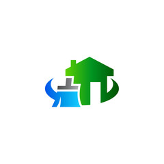 House And Broom Logo, House Cleaning service Logo