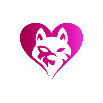 Love Dog Logo, Love Wolf Logo