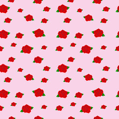 Red roses illustration vector seamless pattern