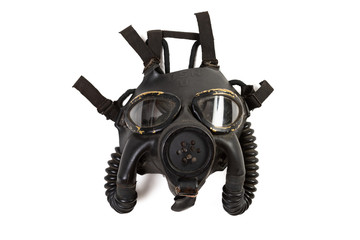 Vintage WWII US Navy MK4 gas mask isolated on a white background