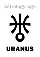 Astrology Alphabet: URANUS, higher global planet. Hieroglyphics character sign (single symbol).