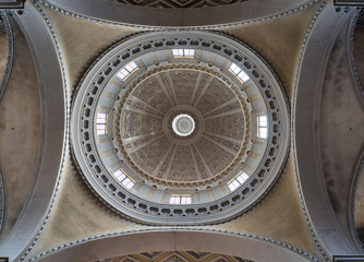 Dome seen from the central nave of the Cathedral, Ravenna, Italy.