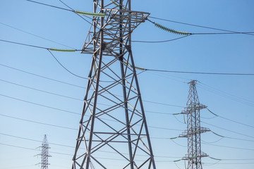 Power transmission supports. Steel structures of power transmission towers