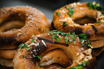 Bagels with herbs and garlic