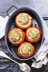 Moroccan stuffed onions with lamb, stuffing, dried apricots and mint