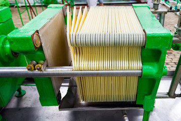 Industrial cartridge filter mechanism at winery