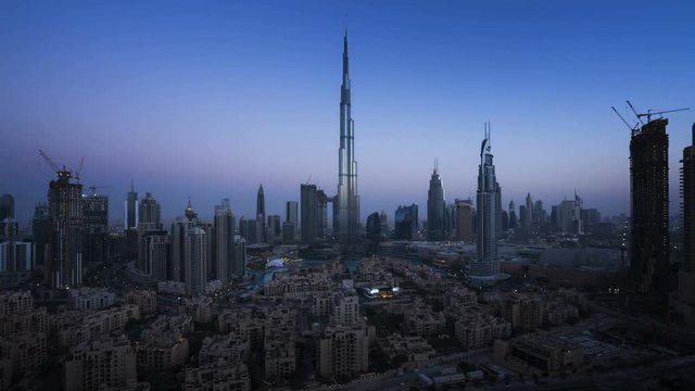 sumrise timelapse, downtown of Dubai, UAE
