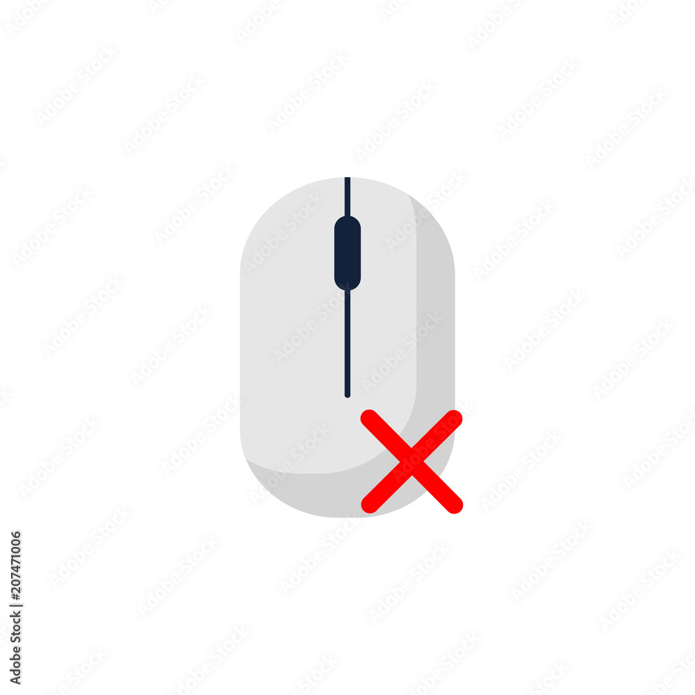 Poster computer mouse icon with cross error symbol. flat style design. vector illustration.