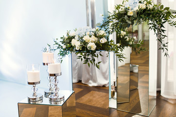 Floral arrangement at a wedding ceremony