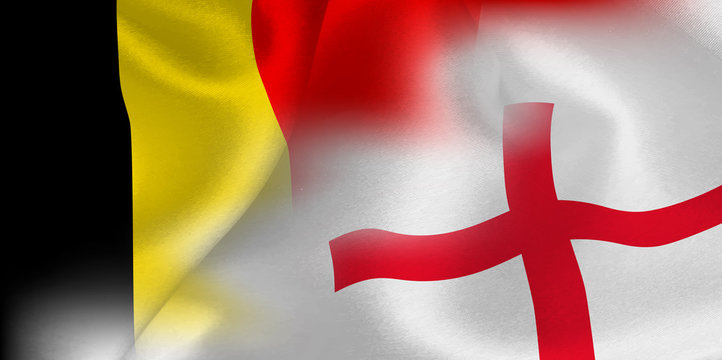ベルギー　イングランド　 国旗　サッカー 