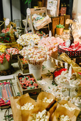 candy bar at a wedding filled with sweets and baubles