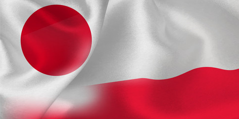 日本　ポーランド　 国旗　サッカー 