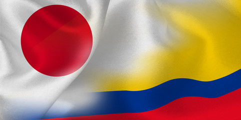 日本　コロンビア　 国旗　サッカー  © J BOY