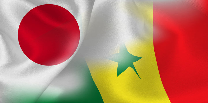 日本　セネガル　 国旗　サッカー